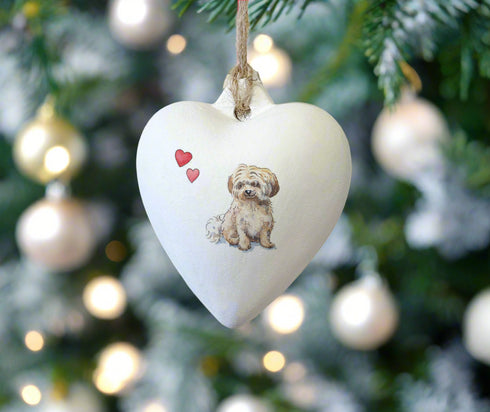Havanese Fawn Ceramic Heart Bauble